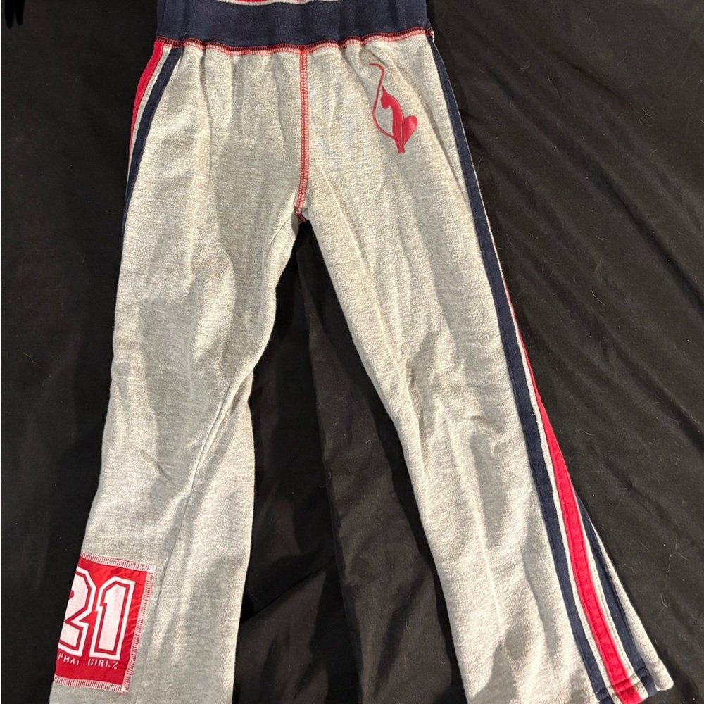 Baby Phat Girls SZ 6x Y2K Stylish Sweat Pants with Drawstring Waist Gry/red/blu